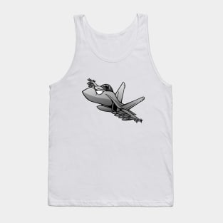 Military Fighter Attack Jet Airplane Cartoon Tank Top
